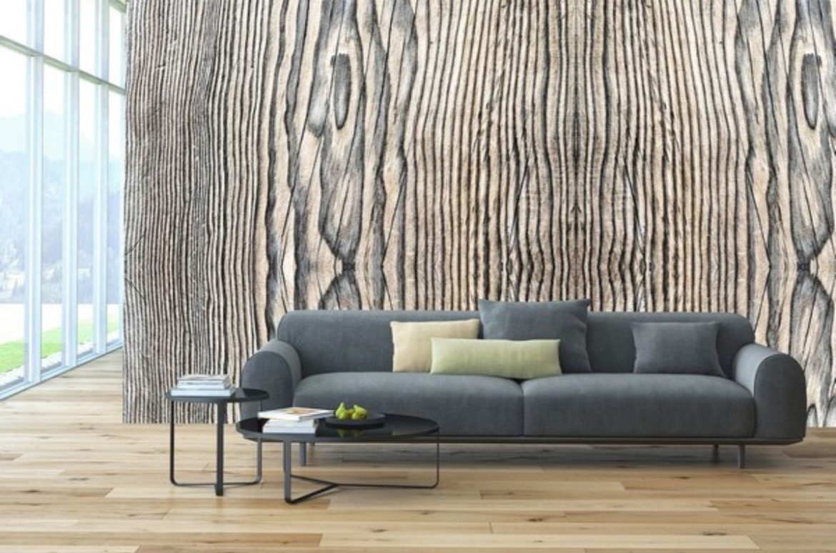 Plafond tendu mural - Effet bois